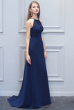 Chasity Scoop Sheath/Column Chiffon Natural Waist Sleeveless Floor Length Bridesmaid Dresses