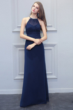 Chasity Scoop Sheath/Column Chiffon Natural Waist Sleeveless Floor Length Bridesmaid Dresses