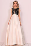 2024 A Line Scoop Satin Prom Dresses With Sequins&Bow PCCAGME6