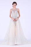 2024 Prom Dresses Scoop Tulle With Beads And PQTM3X18