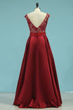 2024 A Line Scoop Open Back Satin & Lace Floor Length PLR51GR6