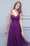 Britney Tulle Natural Waist Floor Length A-Line/Princess Sweetheart Sleeveless Bridesmaid Dresses