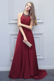 Angelique Sleeveless Halter Chiffon Natural Waist Floor Length A-Line/Princess Bridesmaid Dresses