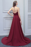 Angelique Sleeveless Halter Chiffon Natural Waist Floor Length A-Line/Princess Bridesmaid Dresses