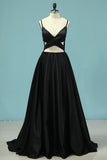 2024 Evening Dresses A Line Spaghetti Straps Satin PSEJTHPE