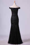 2024 Off The Shoulder Evening Dresses Trumpet With Applique Lace & PFFLZXR8