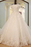 2024 New Arrival Luxury Floral Wedding Dresses A-Line Court Train Tulle With Beads And P9AXY7SR