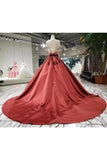 Ball Gown Satin Prom Dress With Beading Long Formal Dresses With P86CNBZ2