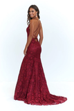 Elegant Straps V Neck Lace Mermaid Long Evening Dresses Prom STKPS1EG38N