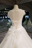 2024 Marvelous Royal Train Wedding Dresses Short Sleeves With Appliques And Sequins PBZ9AGQL