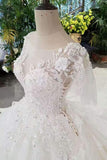 2024 Luxurious Wedding Dresses Scoop Neck With Appliques And Sequins Lace Up PT2ZJ3JF