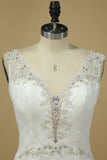 2024 Lace Wedding Dresses Mermaid V Neck With Beading PY5KDZRN