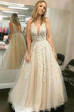 2024 Prom Dress Tulle A-Line V-Neck Floor Length PHJ357B9