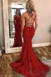 2024 Charming Spaghetti Straps Mermaid Long Open Back Prom Dresses