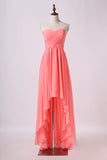 2024 Prom Dresses/High Low Skirt Sweetheart Fitted&Pleated PJ1E7E21