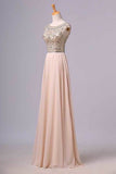 2024 Prom Dress Scoop A Line Floor Length Beaded Tulle Bodice With Chiffon P4NAGRTQ