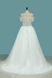 2024 A Line Covered Button Wedding Dresses V Neck Tulle With PC3FPHP1