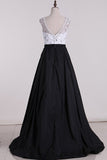 2024 A Line Scoop Beaded Bodice Prom Dresses Taffeta PPZS3S3X