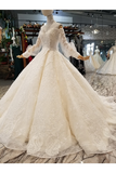 Count Train Princess Wedding Dresses Sweetheart Long Sleeves Ball Gown Wedding STKPJ37M9KE