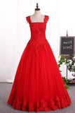 2024 Off-The-Shoulder Prom Dresses Ball Gown Tulle With Applique PF5GZ6BF