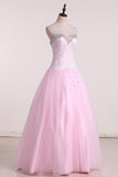 2024 Sweetheart Ball Gown Prom Dresses Tulle With P4H7B64E