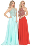 2024 A Line Chiffon Spaghetti Straps Prom Dresses With Beading Floor PAL1N2JN