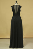 2024 A Line V Neck Floor Length Prom Dresses P1DTDJ1A