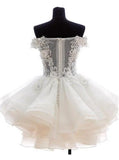 Cute A-line Off-the-shoulder White Mini Homecoming Prom Dress