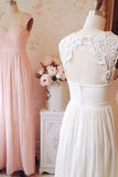 Elegant Square Sleeveless Long Pink Homecoming Dress with Lace Open Back Ruched