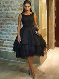 Generous Open Back Knee-Length Black Homecoming Dress with Appliques Beading