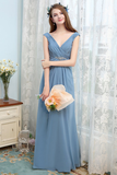 Cara Natural Waist V-Neck Chiffon Floor Length Sleeveless A-Line/Princess Bridesmaid Dresses