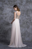 2024 Prom Dress Scoop A Line Floor Length Beaded Tulle Bodice With Chiffon P2CZ94EZ