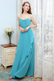 Kay A-Line/Princess Chiffon Spaghetti Straps Natural Waist Floor Length Sleeveless Bridesmaid Dresses