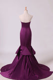 2024 Notched Neckline Prom Dresses Satin Mermaid/Trumpet P12JX9RY