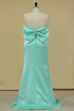 2024 Prom Dresses Strapless Mermaid Satin With Bow Knot PMDAZ7RA