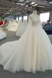 2024 Ball Gown Wedding Dresses High Neck Long Sleeves Royal Train PSLQNXCE