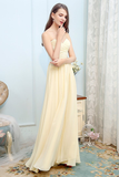 Julia Floor Length A-Line/Princess Sleeveless Natural Waist Chiffon Spaghetti Straps Bridesmaid Dresses