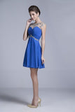 2024 Homecoming Dresses Short/Mini Rulffled&Beaded Chiffon Dark Royal PTG72432