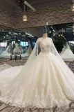 2024 New Arrival Tulle Scoop Neck Wedding Dresses Zipper Up With Appliques And Beading P7TDLHLZ