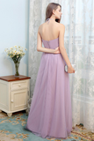 Kathleen Floor Length Chiffon Sleeveless A-Line/Princess Halter Natural Waist Bridesmaid Dresses