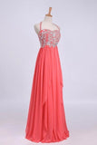 2024 Prom Dresses Empire Waist Halter Floor Length PZAAF5FJ