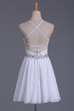 2024 White Halter Homecoming Dresses A Line Chiffon & P8TRNQAB