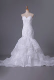 2024 New Arrival Sweetheart Mermaid With Applique And Beads Organza Wedding PEZTNBD6