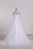 2024 New Arrival Wedding Dresses Off The Shoulder Tulle With Applique And Beads PKGY11EL