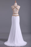 2024 Straps Prom Dresses Open Back Sheath/Column With Golden P9M9J38K