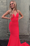 Mermaid Hot Pink Sexy Backless Long Prom Dress