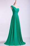 2024 One Shoulder Bridesmaid Dresses A Line Chiffon Floor PZFPCDP5