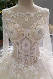 2024 New Arrival Luxuious Wedding Dresses Lace Up Scoop Neck With Appliques And Beadings PSQ5JQ27