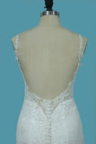 2024 Spaghetti Straps Mermaid Wedding Dresses Tulle With PPFA6RY3