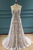 Elegant A Line Lace Appliques Sweetheart Strapless Wedding Dresses, Bridal STK20408